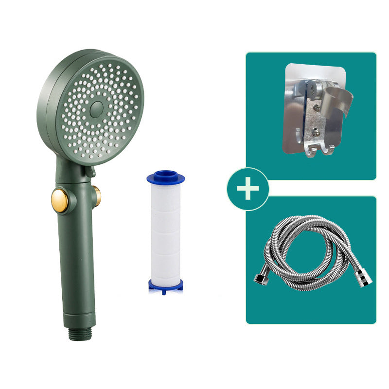 Contemporary Round Shower Head Combo Handheld Shower Head 9.8 Inch H Spray Head Green Shower & Bracket & Hose & Filter Ball Clearhalo 'Bathroom Remodel & Bathroom Fixtures' 'Home Improvement' 'home_improvement' 'home_improvement_shower_heads' 'Shower Heads' 'shower_heads' 'Showers & Bathtubs Plumbing' 'Showers & Bathtubs' 6502962