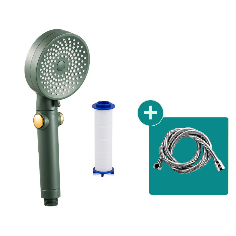 Contemporary Round Shower Head Combo Handheld Shower Head 9.8 Inch H Spray Head Green Shower & Filter Ball & Shower Tube Clearhalo 'Bathroom Remodel & Bathroom Fixtures' 'Home Improvement' 'home_improvement' 'home_improvement_shower_heads' 'Shower Heads' 'shower_heads' 'Showers & Bathtubs Plumbing' 'Showers & Bathtubs' 6502964