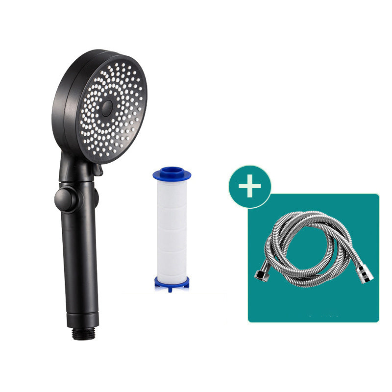 Contemporary Round Shower Head Combo Handheld Shower Head 9.8 Inch H Spray Head Black Shower & Filter Ball & Shower Tube Clearhalo 'Bathroom Remodel & Bathroom Fixtures' 'Home Improvement' 'home_improvement' 'home_improvement_shower_heads' 'Shower Heads' 'shower_heads' 'Showers & Bathtubs Plumbing' 'Showers & Bathtubs' 6502970