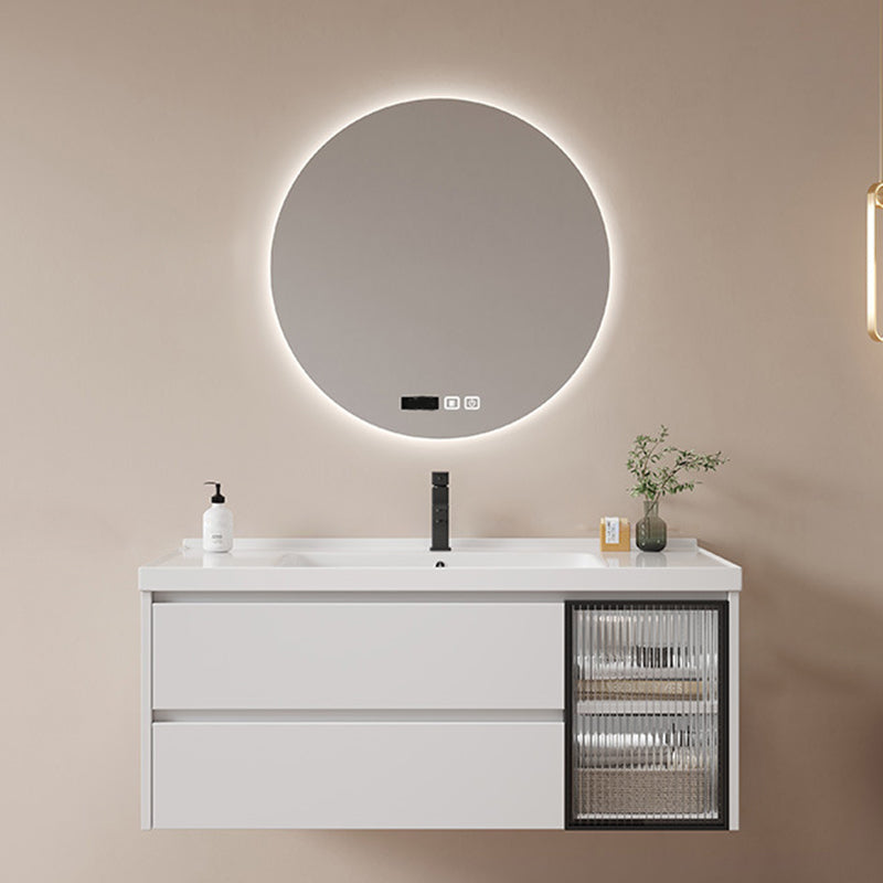 Modern Sink Vanity Solid Color Wall Mount Vanity Cabinet for Bathroom Vanity & Faucet & Mirrors Smart Control Included Clearhalo 'Bathroom Remodel & Bathroom Fixtures' 'Bathroom Vanities' 'bathroom_vanities' 'Home Improvement' 'home_improvement' 'home_improvement_bathroom_vanities' 6503030