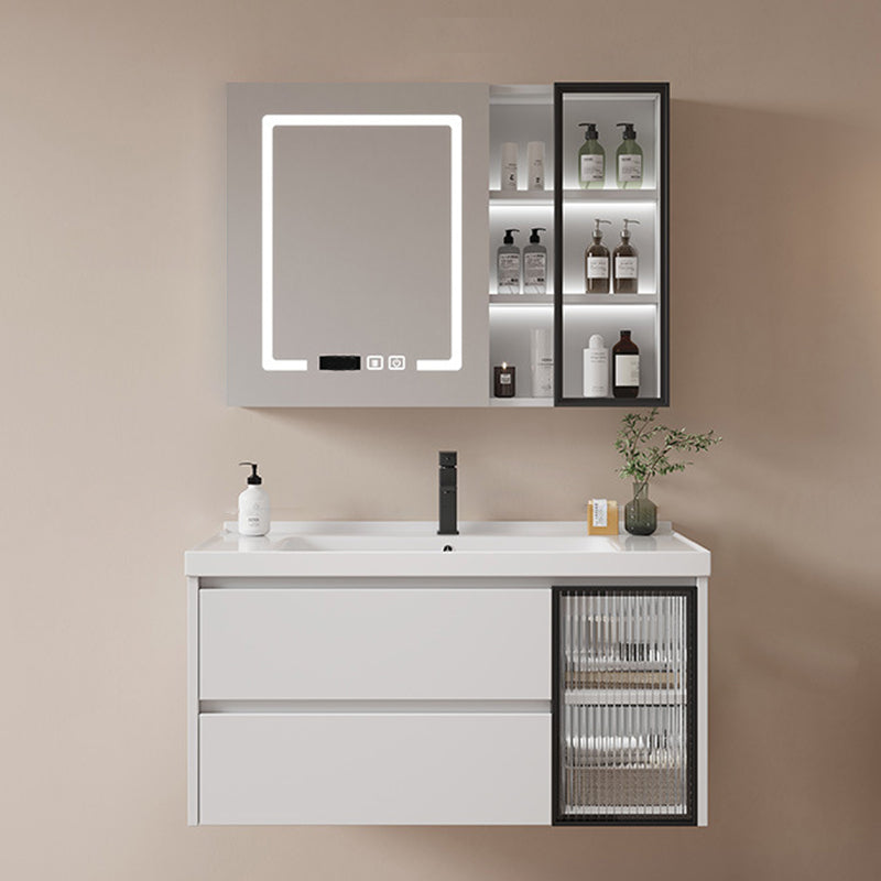 Modern Sink Vanity Solid Color Wall Mount Vanity Cabinet for Bathroom Vanity & Faucet & Mirror Cabinet Smart Control Included Clearhalo 'Bathroom Remodel & Bathroom Fixtures' 'Bathroom Vanities' 'bathroom_vanities' 'Home Improvement' 'home_improvement' 'home_improvement_bathroom_vanities' 6503034