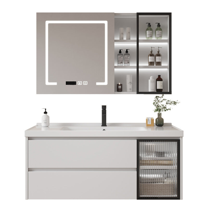 Modern Sink Vanity Solid Color Wall Mount Vanity Cabinet for Bathroom Clearhalo 'Bathroom Remodel & Bathroom Fixtures' 'Bathroom Vanities' 'bathroom_vanities' 'Home Improvement' 'home_improvement' 'home_improvement_bathroom_vanities' 6503035