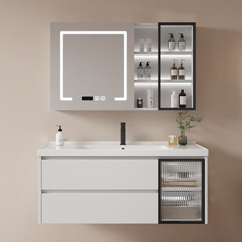 Modern Sink Vanity Solid Color Wall Mount Vanity Cabinet for Bathroom Vanity & Faucet & Mirror Cabinet Smart Control Included Clearhalo 'Bathroom Remodel & Bathroom Fixtures' 'Bathroom Vanities' 'bathroom_vanities' 'Home Improvement' 'home_improvement' 'home_improvement_bathroom_vanities' 6503036