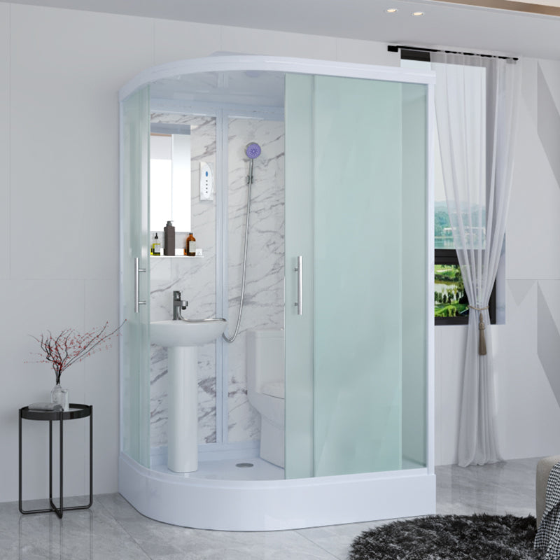 Sliding Shower Enclosure Framed Shower with Tempered Glass in White without Toilet Clearhalo 'Bathroom Remodel & Bathroom Fixtures' 'Home Improvement' 'home_improvement' 'home_improvement_shower_stalls_enclosures' 'Shower Stalls & Enclosures' 'shower_stalls_enclosures' 'Showers & Bathtubs' 6503071