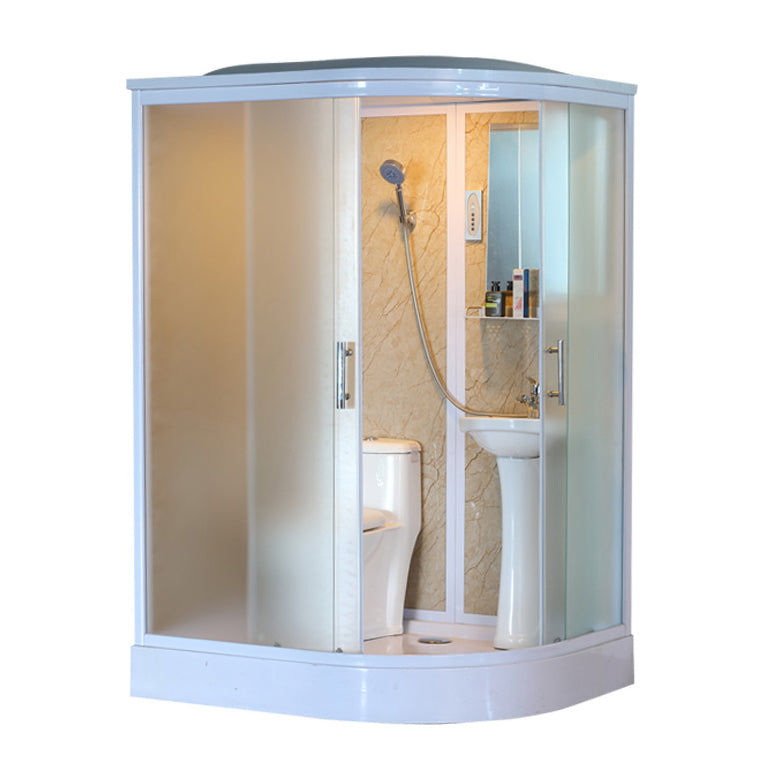 Sliding Shower Enclosure Framed Shower with Tempered Glass in White without Toilet Yellow Left Clearhalo 'Bathroom Remodel & Bathroom Fixtures' 'Home Improvement' 'home_improvement' 'home_improvement_shower_stalls_enclosures' 'Shower Stalls & Enclosures' 'shower_stalls_enclosures' 'Showers & Bathtubs' 6503075