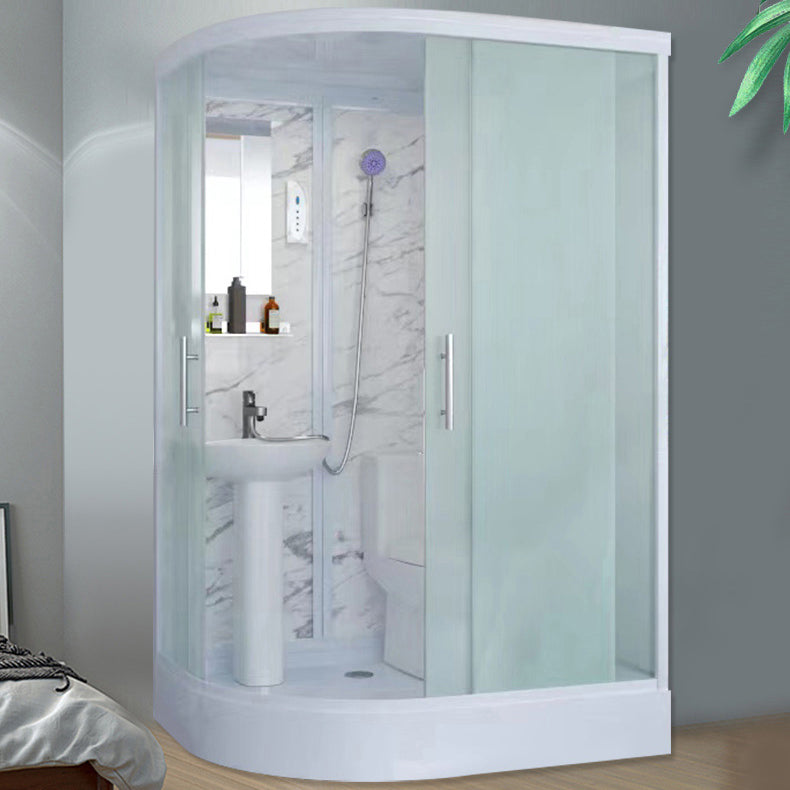 Sliding Shower Enclosure Framed Shower with Tempered Glass in White without Toilet Clearhalo 'Bathroom Remodel & Bathroom Fixtures' 'Home Improvement' 'home_improvement' 'home_improvement_shower_stalls_enclosures' 'Shower Stalls & Enclosures' 'shower_stalls_enclosures' 'Showers & Bathtubs' 6503076