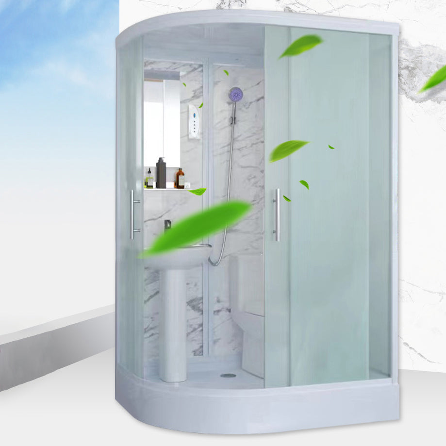 Sliding Shower Enclosure Framed Shower with Tempered Glass in White without Toilet Clearhalo 'Bathroom Remodel & Bathroom Fixtures' 'Home Improvement' 'home_improvement' 'home_improvement_shower_stalls_enclosures' 'Shower Stalls & Enclosures' 'shower_stalls_enclosures' 'Showers & Bathtubs' 6503077