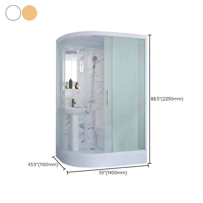 Sliding Shower Enclosure Framed Shower with Tempered Glass in White without Toilet Clearhalo 'Bathroom Remodel & Bathroom Fixtures' 'Home Improvement' 'home_improvement' 'home_improvement_shower_stalls_enclosures' 'Shower Stalls & Enclosures' 'shower_stalls_enclosures' 'Showers & Bathtubs' 6503086