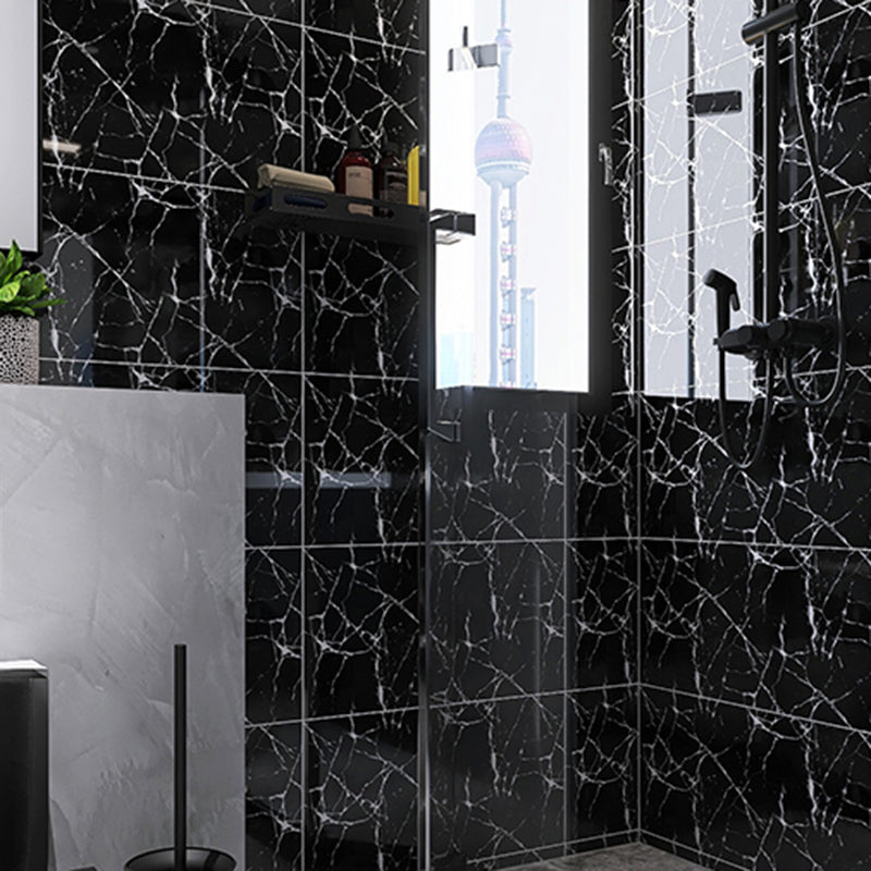 Modern Bathroom Wall Tile Peel and Stick Waterproof Imitation Ceramic Tile Black Clearhalo 'Flooring 'Home Improvement' 'home_improvement' 'home_improvement_peel_stick_blacksplash' 'Peel & Stick Backsplash Tile' 'peel_stick_blacksplash' 'Walls & Ceilings' Walls and Ceiling' 6503103