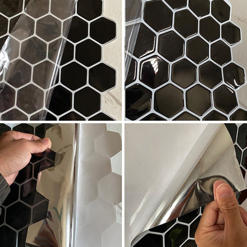 Hexagon Wall Tile Grease Proofing Steel and Pick Kitchen Wallpaper Clearhalo 'Flooring 'Home Improvement' 'home_improvement' 'home_improvement_peel_stick_blacksplash' 'Peel & Stick Backsplash Tile' 'peel_stick_blacksplash' 'Walls & Ceilings' Walls and Ceiling' 6503107