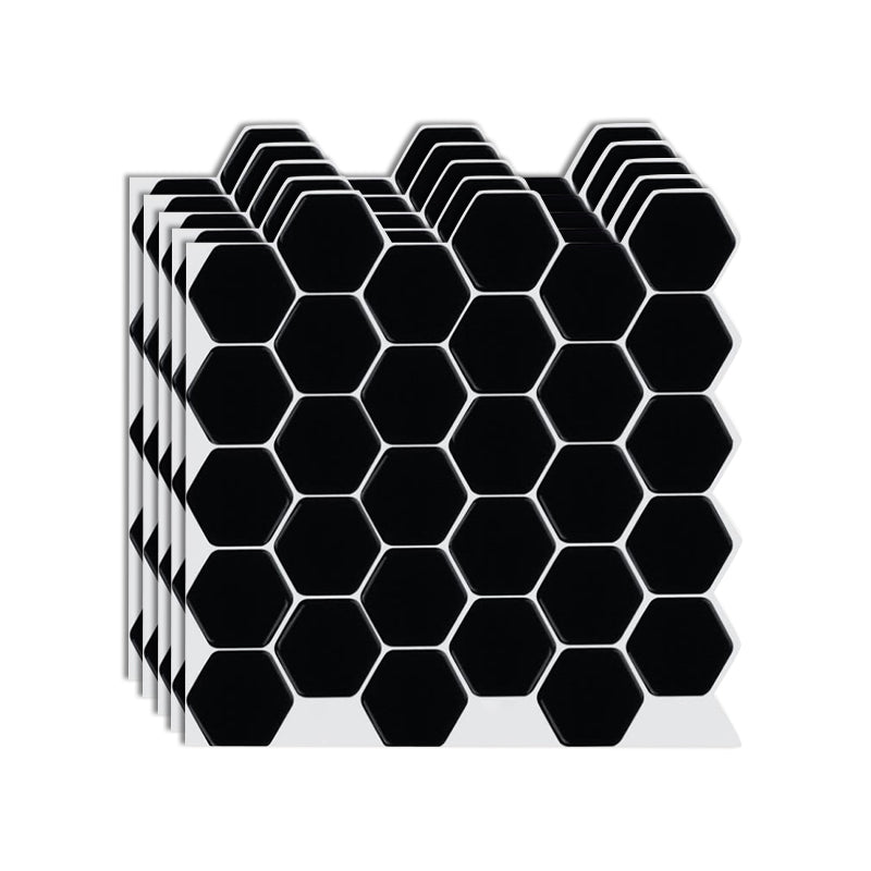 Hexagon Wall Tile Grease Proofing Steel and Pick Kitchen Wallpaper Black Clearhalo 'Flooring 'Home Improvement' 'home_improvement' 'home_improvement_peel_stick_blacksplash' 'Peel & Stick Backsplash Tile' 'peel_stick_blacksplash' 'Walls & Ceilings' Walls and Ceiling' 6503112