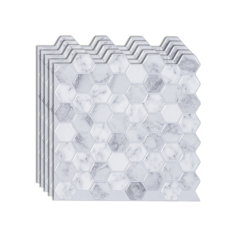 Hexagon Wall Tile Grease Proofing Steel and Pick Kitchen Wallpaper White Inner Clearhalo 'Flooring 'Home Improvement' 'home_improvement' 'home_improvement_peel_stick_blacksplash' 'Peel & Stick Backsplash Tile' 'peel_stick_blacksplash' 'Walls & Ceilings' Walls and Ceiling' 6503116