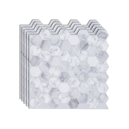 Hexagon Wall Tile Grease Proofing Steel and Pick Kitchen Wallpaper White Inner Clearhalo 'Flooring 'Home Improvement' 'home_improvement' 'home_improvement_peel_stick_blacksplash' 'Peel & Stick Backsplash Tile' 'peel_stick_blacksplash' 'Walls & Ceilings' Walls and Ceiling' 6503116