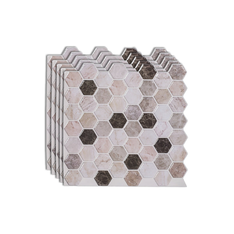 Hexagon Wall Tile Grease Proofing Steel and Pick Kitchen Wallpaper Beige Clearhalo 'Flooring 'Home Improvement' 'home_improvement' 'home_improvement_peel_stick_blacksplash' 'Peel & Stick Backsplash Tile' 'peel_stick_blacksplash' 'Walls & Ceilings' Walls and Ceiling' 6503118