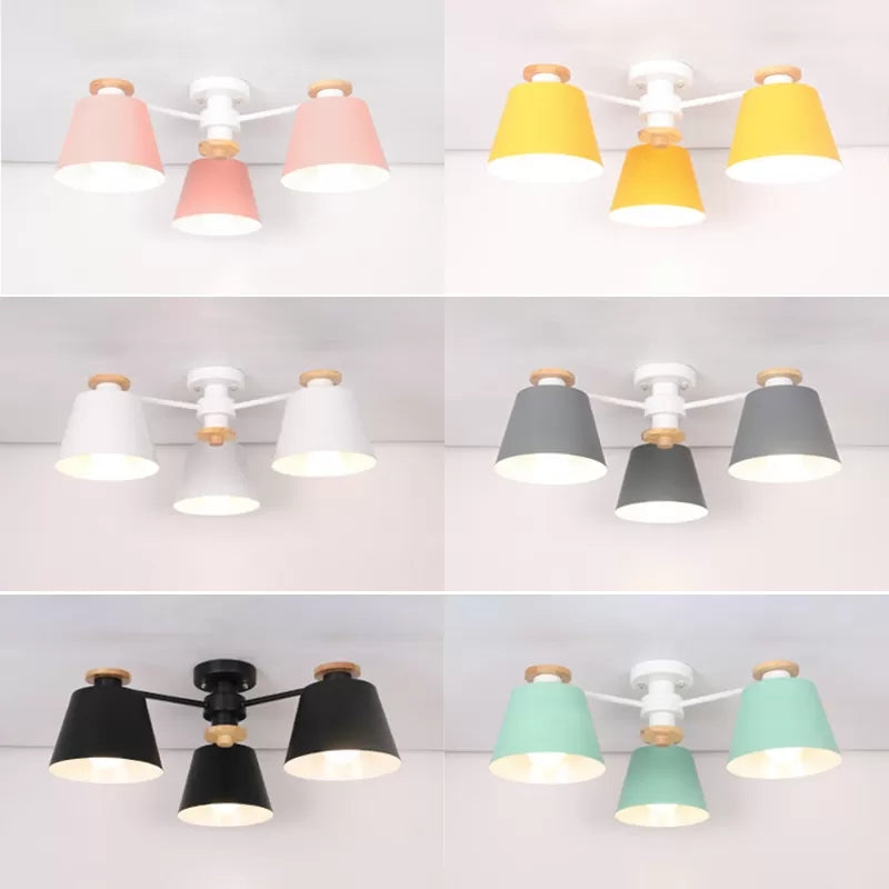 Bucket Shade Hanging Light Multi-Head Metal Chandelier for Kindergarten Foyer Clearhalo 'Ceiling Lights' 'Chandeliers' Lighting' options 65032