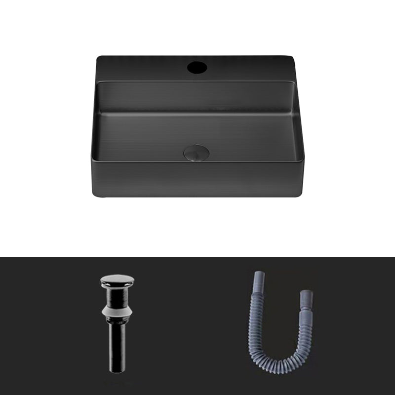 Modern Bathroom Sink Rectangular Bathroom Sink with Basin and Faucet Black None Sink Clearhalo 'Bathroom Remodel & Bathroom Fixtures' 'Bathroom Sinks & Faucet Components' 'Bathroom Sinks' 'bathroom_sink' 'Home Improvement' 'home_improvement' 'home_improvement_bathroom_sink' 6503752