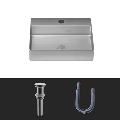 Modern Bathroom Sink Rectangular Bathroom Sink with Basin and Faucet Silver Gray None Sink Clearhalo 'Bathroom Remodel & Bathroom Fixtures' 'Bathroom Sinks & Faucet Components' 'Bathroom Sinks' 'bathroom_sink' 'Home Improvement' 'home_improvement' 'home_improvement_bathroom_sink' 6503753