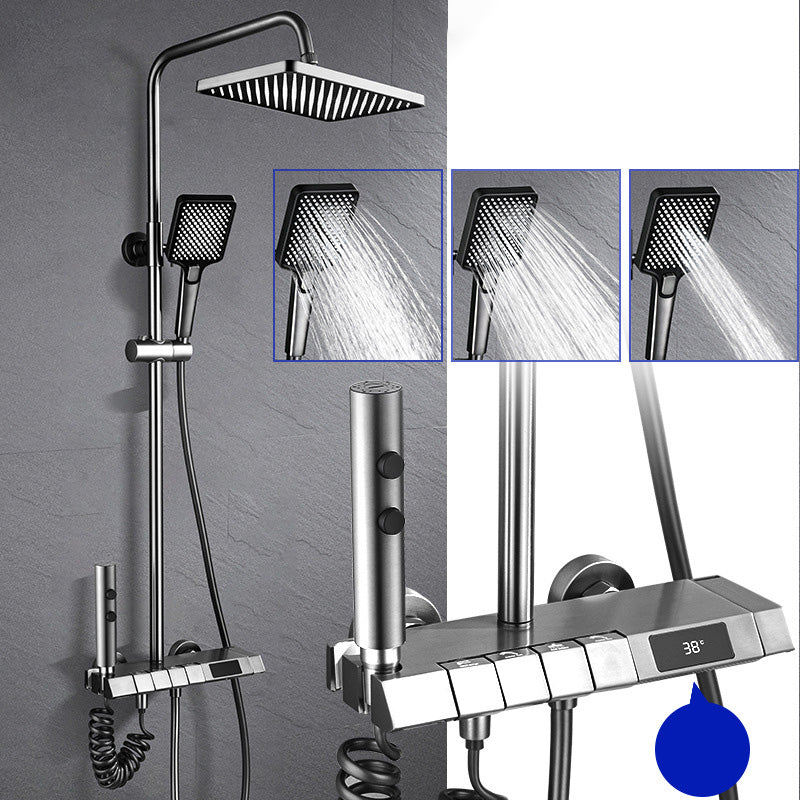 Adjustable Spray Pattern Shower Combo Stainless Steel Shower Faucet Arm Shower Head Square Digital Display Included Clearhalo 'Bathroom Remodel & Bathroom Fixtures' 'Home Improvement' 'home_improvement' 'home_improvement_shower_faucets' 'Shower Faucets & Systems' 'shower_faucets' 'Showers & Bathtubs Plumbing' 'Showers & Bathtubs' 6503779