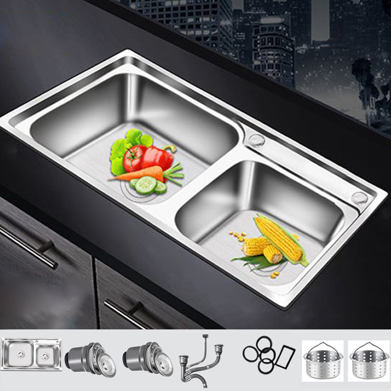 Modern Style Kitchen Sink Stainless Steel 2 Holes Drop-In Kitchen Sink Sink Only None Clearhalo 'Home Improvement' 'home_improvement' 'home_improvement_kitchen_sinks' 'Kitchen Remodel & Kitchen Fixtures' 'Kitchen Sinks & Faucet Components' 'Kitchen Sinks' 'kitchen_sinks' 6503786