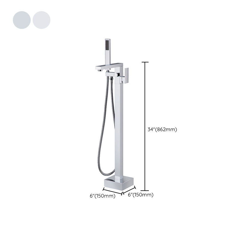 Bathroom Freestanding Tub Filler Floor Mounted One Handle Fixed Faucet with Hose Clearhalo 'Bathroom Remodel & Bathroom Fixtures' 'Bathtub Faucets' 'bathtub_faucets' 'Home Improvement' 'home_improvement' 'home_improvement_bathtub_faucets' 6503811