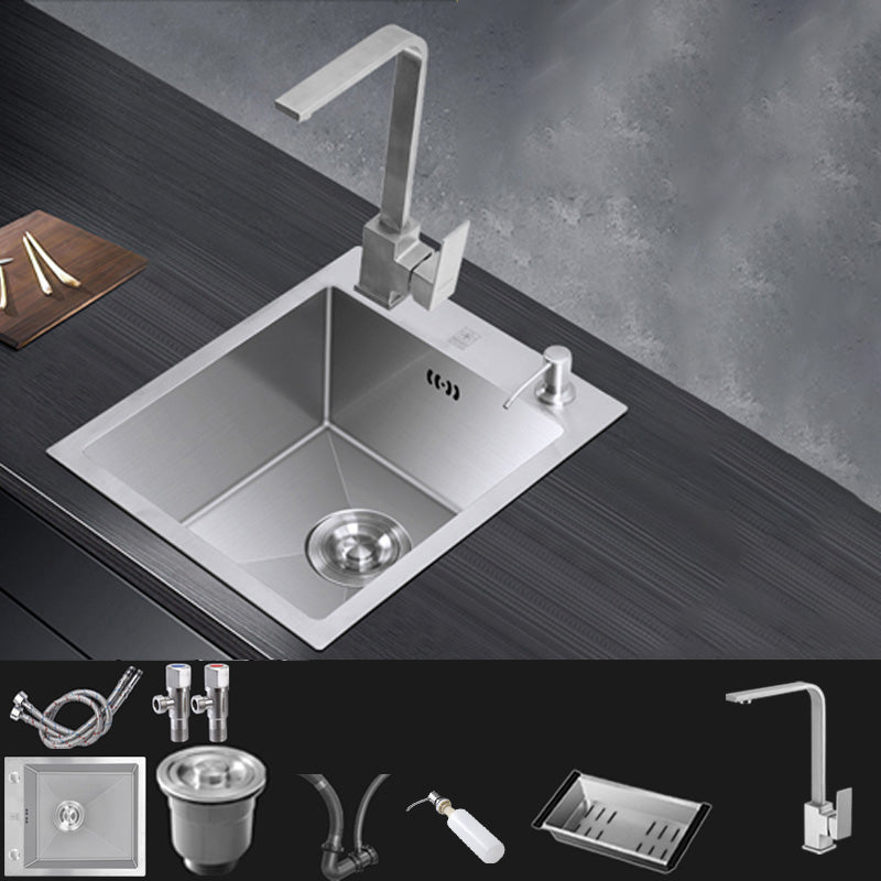Modern Style Kitchen Sink Stainless Steel Drop-In Kitchen Sink Sink with Faucet Square Faucet Clearhalo 'Home Improvement' 'home_improvement' 'home_improvement_kitchen_sinks' 'Kitchen Remodel & Kitchen Fixtures' 'Kitchen Sinks & Faucet Components' 'Kitchen Sinks' 'kitchen_sinks' 6503854