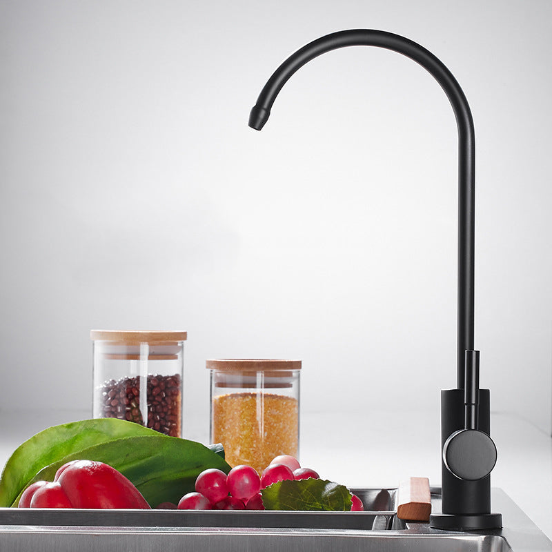Contemporary Kitchen Faucet Stainless Steel Single Handle High Arc Kitchen Faucet Black Plain Top Clearhalo 'Home Improvement' 'home_improvement' 'home_improvement_kitchen_faucets' 'Kitchen Faucets' 'Kitchen Remodel & Kitchen Fixtures' 'Kitchen Sinks & Faucet Components' 'kitchen_faucets' 6503878