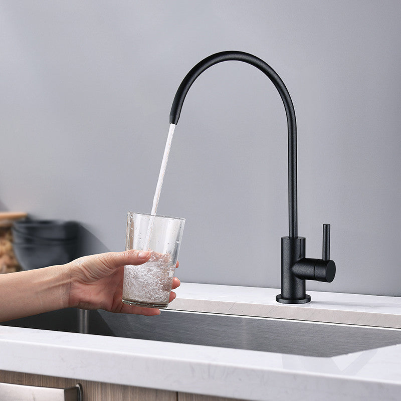 Contemporary Kitchen Faucet Stainless Steel Single Handle High Arc Kitchen Faucet Black Sharp-Crested Clearhalo 'Home Improvement' 'home_improvement' 'home_improvement_kitchen_faucets' 'Kitchen Faucets' 'Kitchen Remodel & Kitchen Fixtures' 'Kitchen Sinks & Faucet Components' 'kitchen_faucets' 6503880