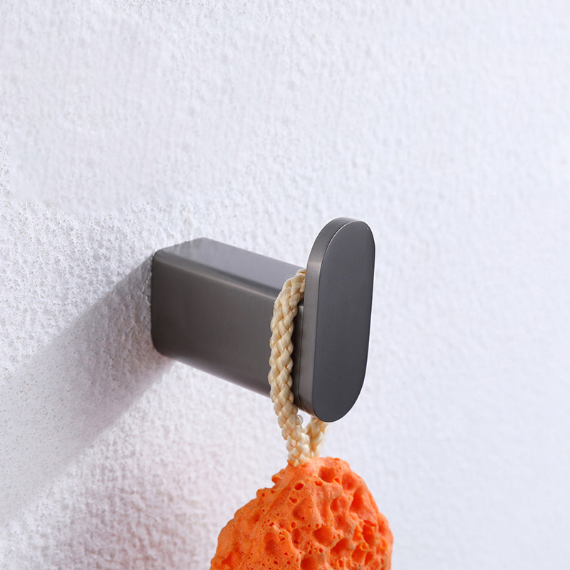 Dark Gray Modern Bathroom Accessory Set Steel Bathroom Accessory Kit Towel Robe Hook (Single Hook) Clearhalo 'Bathroom Hardware Sets' 'Bathroom Hardware' 'Bathroom Remodel & Bathroom Fixtures' 'bathroom_hardware_sets' 'Home Improvement' 'home_improvement' 'home_improvement_bathroom_hardware_sets' 6506628