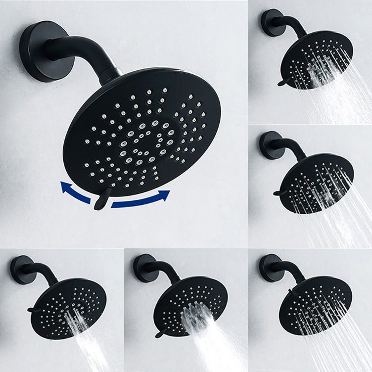 Round Fixed Shower Head Matte Black 5-Spray Patterns Wall-Mount Shower Head Clearhalo 'Bathroom Remodel & Bathroom Fixtures' 'Home Improvement' 'home_improvement' 'home_improvement_shower_heads' 'Shower Heads' 'shower_heads' 'Showers & Bathtubs Plumbing' 'Showers & Bathtubs' 6508704