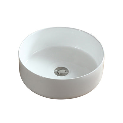 Modern Bathroom Sink Pop-Up Drain Porcelain Round Vessel Sink 12"L x 12"W x 5"H