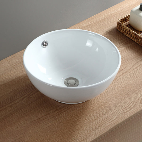 Modern Bathroom Sink Pop-Up Drain Porcelain Round Vessel Sink 15"L x 15"W x 6"H Clearhalo 'Bathroom Remodel & Bathroom Fixtures' 'Bathroom Sinks & Faucet Components' 'Bathroom Sinks' 'bathroom_sink' 'Home Improvement' 'home_improvement' 'home_improvement_bathroom_sink' 6508741