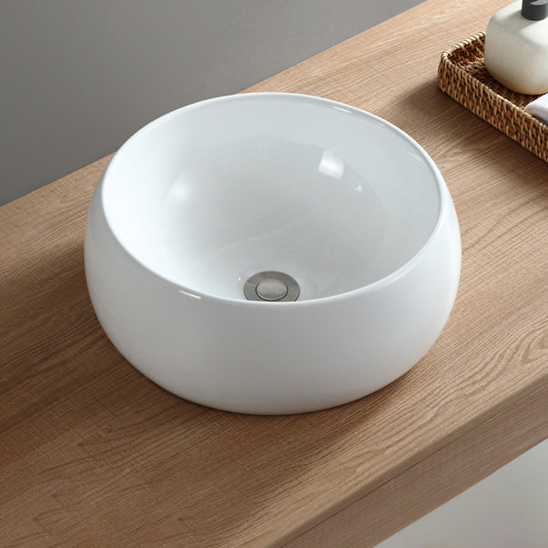 Modern Bathroom Sink Pop-Up Drain Porcelain Round Vessel Sink 12"L x 12"W x 6"H Clearhalo 'Bathroom Remodel & Bathroom Fixtures' 'Bathroom Sinks & Faucet Components' 'Bathroom Sinks' 'bathroom_sink' 'Home Improvement' 'home_improvement' 'home_improvement_bathroom_sink' 6508743