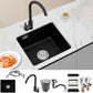 Black Undermount Kitchen Sink Single Bowl Quartz Sink with Drain Strainer Sink with Faucet Round Faucet Clearhalo 'Home Improvement' 'home_improvement' 'home_improvement_kitchen_sinks' 'Kitchen Remodel & Kitchen Fixtures' 'Kitchen Sinks & Faucet Components' 'Kitchen Sinks' 'kitchen_sinks' 6510525