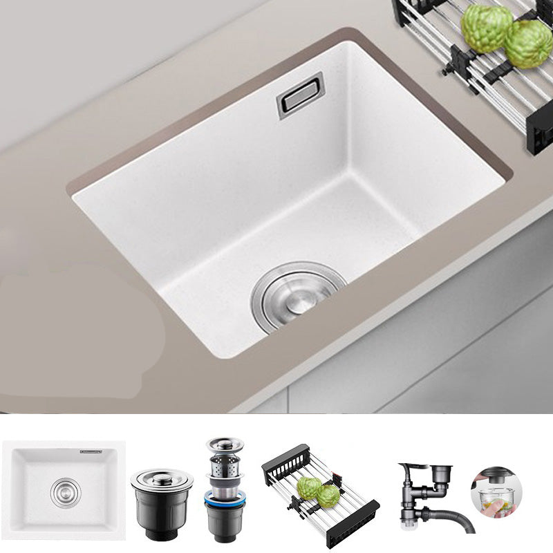 White Rectangle Kitchen Sink with Faucet Single Bowl Quartz Sink Sink Only None Clearhalo 'Home Improvement' 'home_improvement' 'home_improvement_kitchen_sinks' 'Kitchen Remodel & Kitchen Fixtures' 'Kitchen Sinks & Faucet Components' 'Kitchen Sinks' 'kitchen_sinks' 6510546
