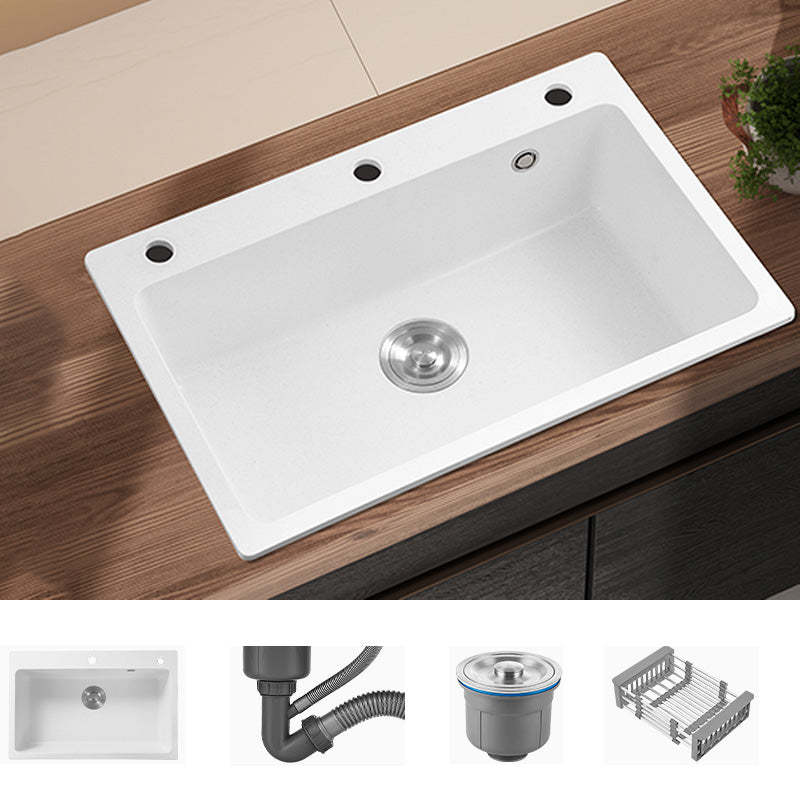 White Rectangle Kitchen Sink 2 Holes Drop-In Contemporary Sink Sink Only None Clearhalo 'Home Improvement' 'home_improvement' 'home_improvement_kitchen_sinks' 'Kitchen Remodel & Kitchen Fixtures' 'Kitchen Sinks & Faucet Components' 'Kitchen Sinks' 'kitchen_sinks' 6510573