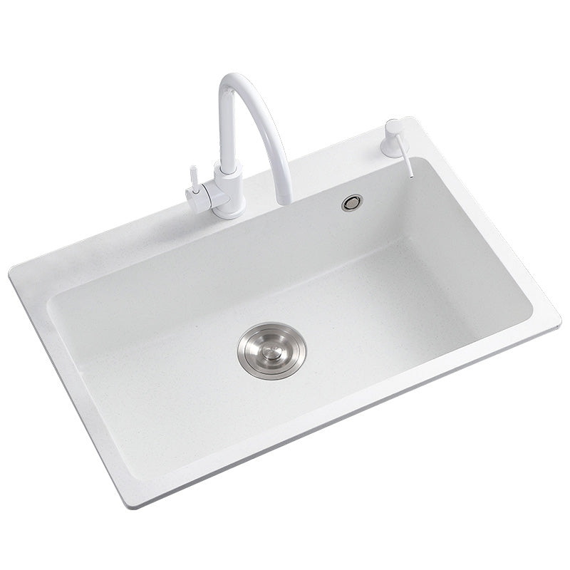 White Rectangle Kitchen Sink 2 Holes Drop-In Contemporary Sink Clearhalo 'Home Improvement' 'home_improvement' 'home_improvement_kitchen_sinks' 'Kitchen Remodel & Kitchen Fixtures' 'Kitchen Sinks & Faucet Components' 'Kitchen Sinks' 'kitchen_sinks' 6510580