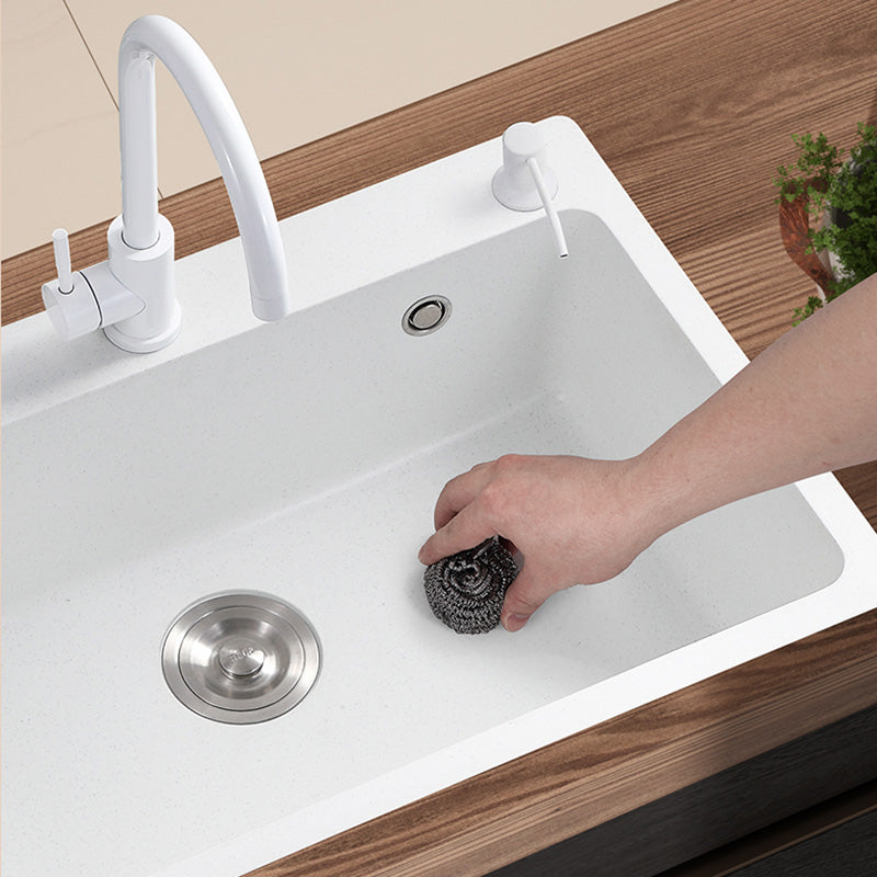 White Rectangle Kitchen Sink 2 Holes Drop-In Contemporary Sink Clearhalo 'Home Improvement' 'home_improvement' 'home_improvement_kitchen_sinks' 'Kitchen Remodel & Kitchen Fixtures' 'Kitchen Sinks & Faucet Components' 'Kitchen Sinks' 'kitchen_sinks' 6510583