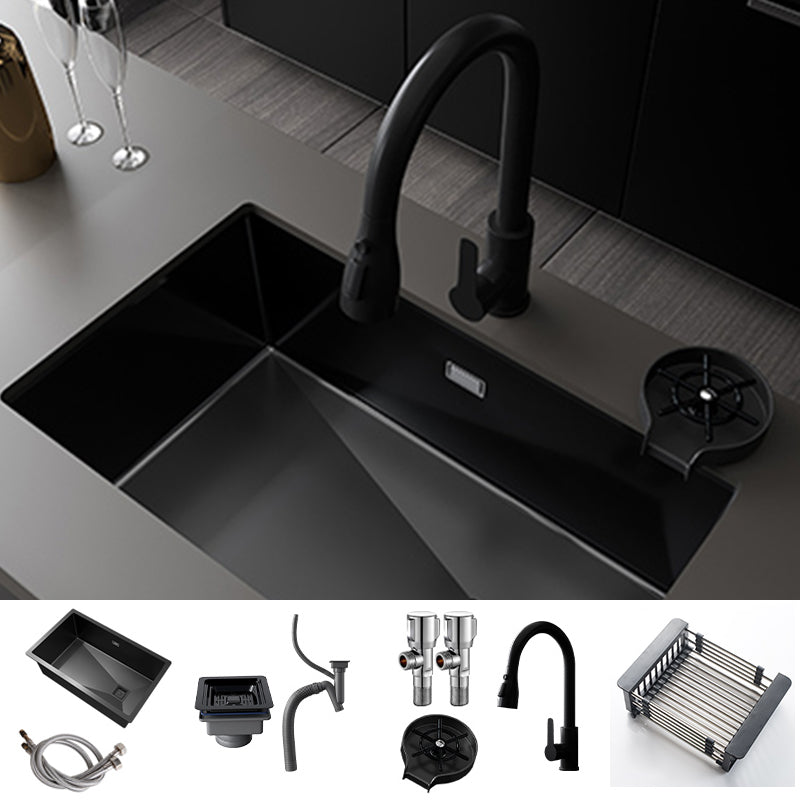 Modern Style Kitchen Sink Stainless Steel Undermount Kitchen Sink Sink with Faucet Pull Out Faucet Clearhalo 'Home Improvement' 'home_improvement' 'home_improvement_kitchen_sinks' 'Kitchen Remodel & Kitchen Fixtures' 'Kitchen Sinks & Faucet Components' 'Kitchen Sinks' 'kitchen_sinks' 6510623
