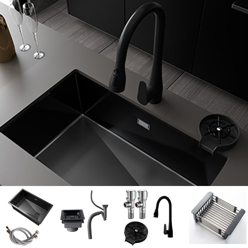 Modern Style Kitchen Sink Stainless Steel Undermount Kitchen Sink Sink with Faucet Gooseneck Faucet Clearhalo 'Home Improvement' 'home_improvement' 'home_improvement_kitchen_sinks' 'Kitchen Remodel & Kitchen Fixtures' 'Kitchen Sinks & Faucet Components' 'Kitchen Sinks' 'kitchen_sinks' 6510629
