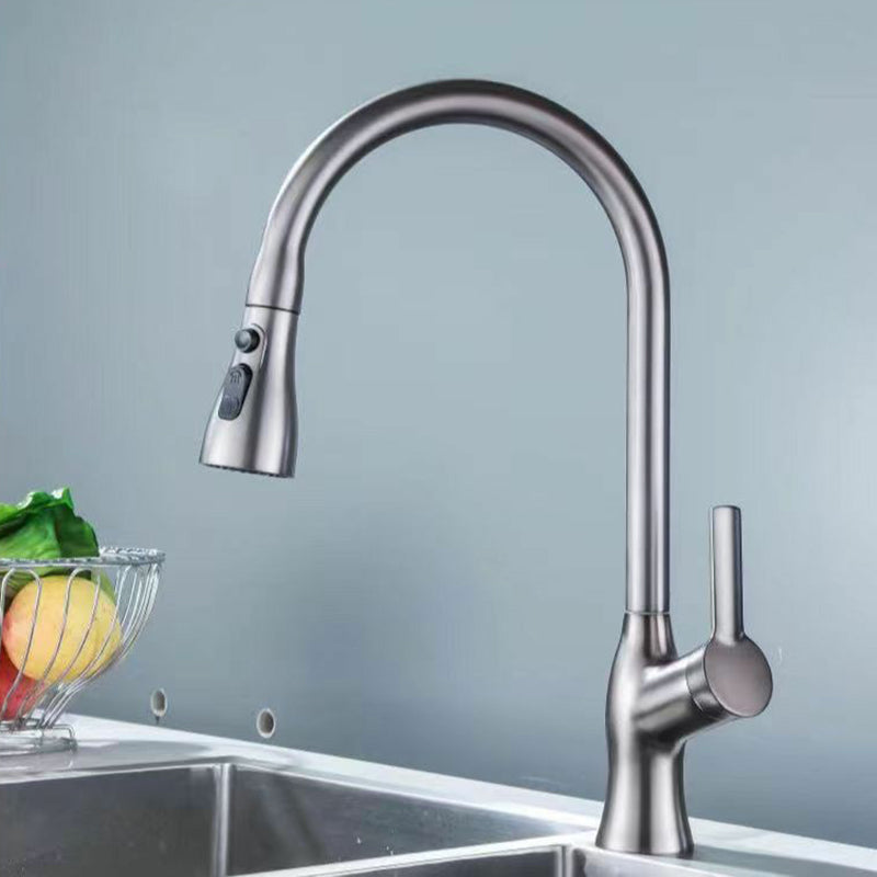 1-Hole 1-Handle Faucet Pull out Sprayer Standard Kitchen Faucet Clearhalo 'Home Improvement' 'home_improvement' 'home_improvement_kitchen_faucets' 'Kitchen Faucets' 'Kitchen Remodel & Kitchen Fixtures' 'Kitchen Sinks & Faucet Components' 'kitchen_faucets' 6510754