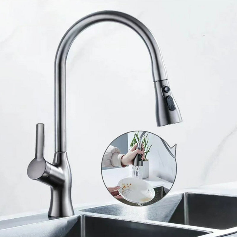 1-Hole 1-Handle Faucet Pull out Sprayer Standard Kitchen Faucet Clearhalo 'Home Improvement' 'home_improvement' 'home_improvement_kitchen_faucets' 'Kitchen Faucets' 'Kitchen Remodel & Kitchen Fixtures' 'Kitchen Sinks & Faucet Components' 'kitchen_faucets' 6510756
