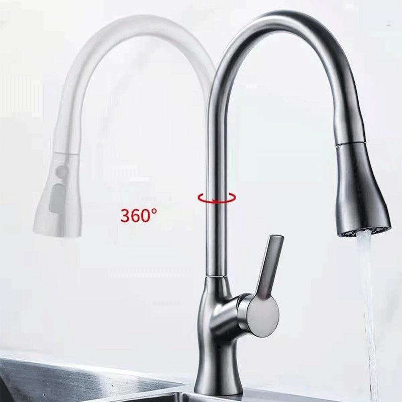 1-Hole 1-Handle Faucet Pull out Sprayer Standard Kitchen Faucet Clearhalo 'Home Improvement' 'home_improvement' 'home_improvement_kitchen_faucets' 'Kitchen Faucets' 'Kitchen Remodel & Kitchen Fixtures' 'Kitchen Sinks & Faucet Components' 'kitchen_faucets' 6510762