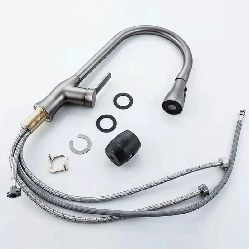 1-Hole 1-Handle Faucet Pull out Sprayer Standard Kitchen Faucet Clearhalo 'Home Improvement' 'home_improvement' 'home_improvement_kitchen_faucets' 'Kitchen Faucets' 'Kitchen Remodel & Kitchen Fixtures' 'Kitchen Sinks & Faucet Components' 'kitchen_faucets' 6510766