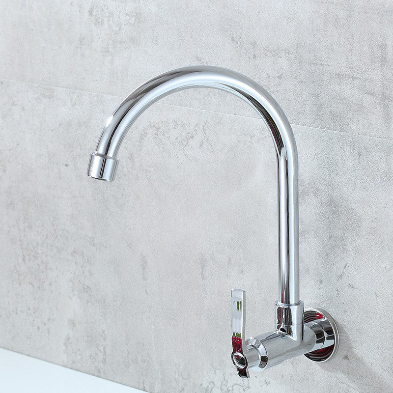 Contemporary Single Handle Kitchen Faucet Wall-mounted Faucet in Chrome Clearhalo 'Home Improvement' 'home_improvement' 'home_improvement_kitchen_faucets' 'Kitchen Faucets' 'Kitchen Remodel & Kitchen Fixtures' 'Kitchen Sinks & Faucet Components' 'kitchen_faucets' 6510806