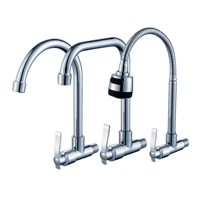 Contemporary Single Handle Kitchen Faucet Wall-mounted Faucet in Chrome Clearhalo 'Home Improvement' 'home_improvement' 'home_improvement_kitchen_faucets' 'Kitchen Faucets' 'Kitchen Remodel & Kitchen Fixtures' 'Kitchen Sinks & Faucet Components' 'kitchen_faucets' 6510809