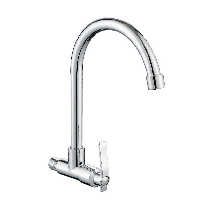 Contemporary Single Handle Kitchen Faucet Wall-mounted Faucet in Chrome 10.2" Clearhalo 'Home Improvement' 'home_improvement' 'home_improvement_kitchen_faucets' 'Kitchen Faucets' 'Kitchen Remodel & Kitchen Fixtures' 'Kitchen Sinks & Faucet Components' 'kitchen_faucets' 6510810