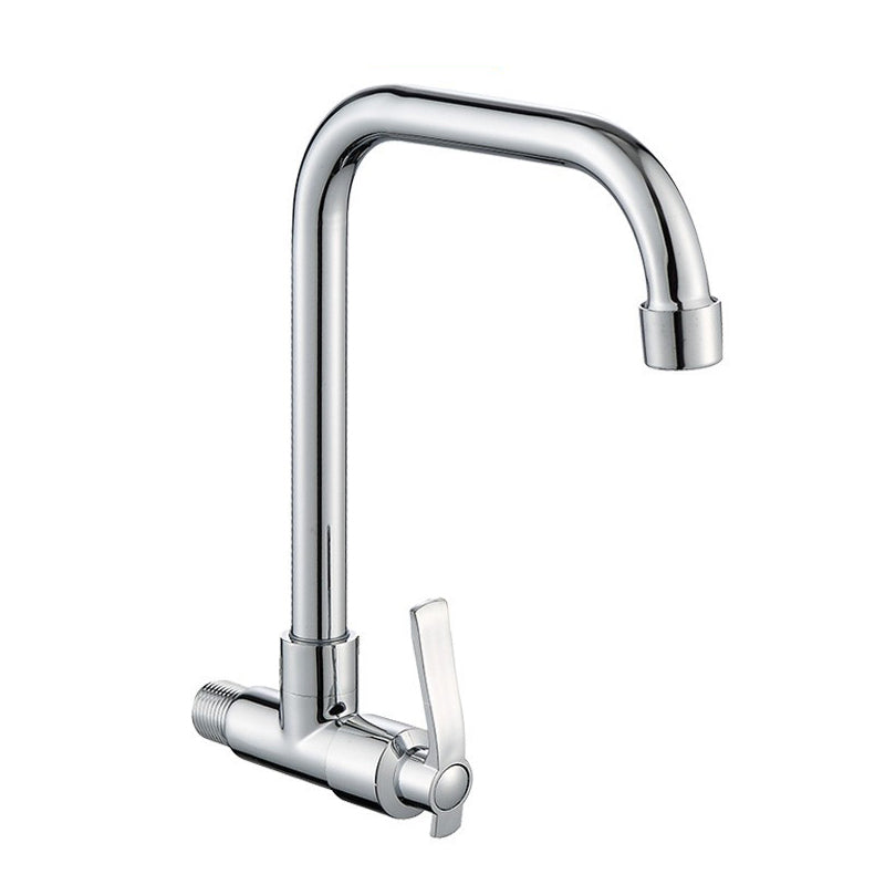 Contemporary Single Handle Kitchen Faucet Wall-mounted Faucet in Chrome 9.1" Clearhalo 'Home Improvement' 'home_improvement' 'home_improvement_kitchen_faucets' 'Kitchen Faucets' 'Kitchen Remodel & Kitchen Fixtures' 'Kitchen Sinks & Faucet Components' 'kitchen_faucets' 6510813