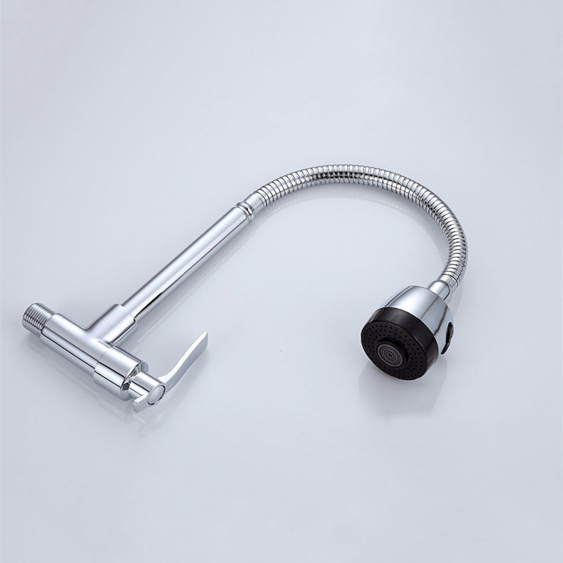 Contemporary Single Handle Kitchen Faucet Wall-mounted Faucet in Chrome Clearhalo 'Home Improvement' 'home_improvement' 'home_improvement_kitchen_faucets' 'Kitchen Faucets' 'Kitchen Remodel & Kitchen Fixtures' 'Kitchen Sinks & Faucet Components' 'kitchen_faucets' 6510817