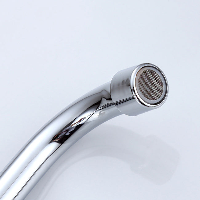 Contemporary Single Handle Kitchen Faucet Wall-mounted Faucet in Chrome Clearhalo 'Home Improvement' 'home_improvement' 'home_improvement_kitchen_faucets' 'Kitchen Faucets' 'Kitchen Remodel & Kitchen Fixtures' 'Kitchen Sinks & Faucet Components' 'kitchen_faucets' 6510819