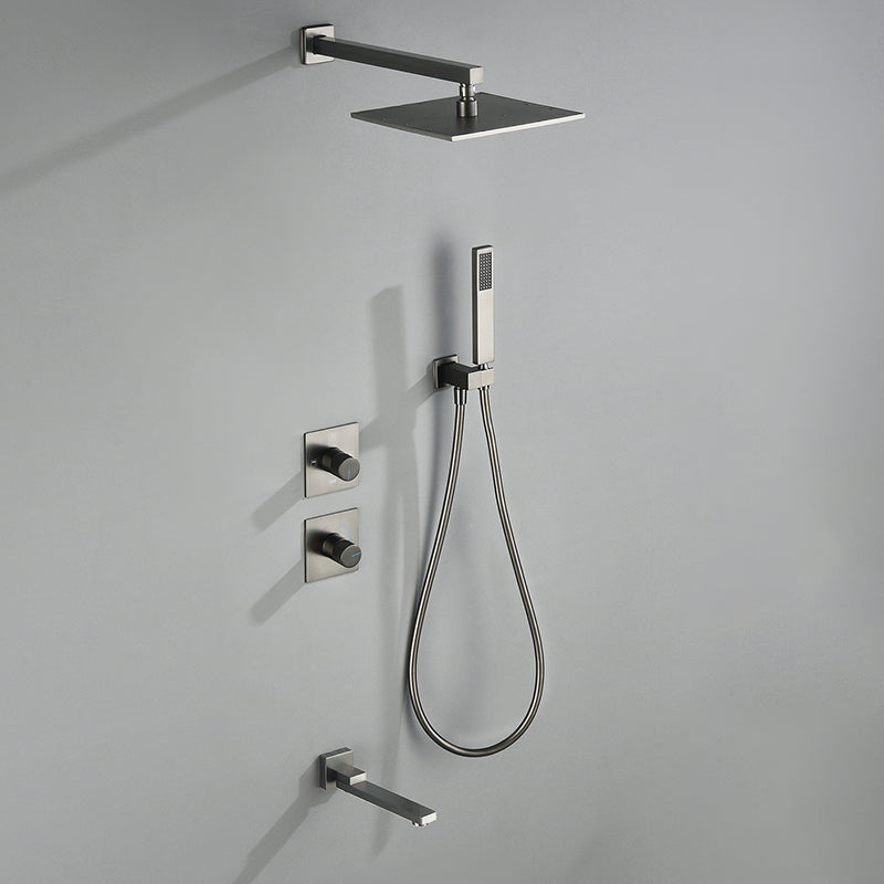 Modern Shower Trim Brass Handheld Shower Head Wall Mounted Shower System Silver Slide Bar Not Included Clearhalo 'Bathroom Remodel & Bathroom Fixtures' 'Home Improvement' 'home_improvement' 'home_improvement_shower_faucets' 'Shower Faucets & Systems' 'shower_faucets' 'Showers & Bathtubs Plumbing' 'Showers & Bathtubs' 6510829